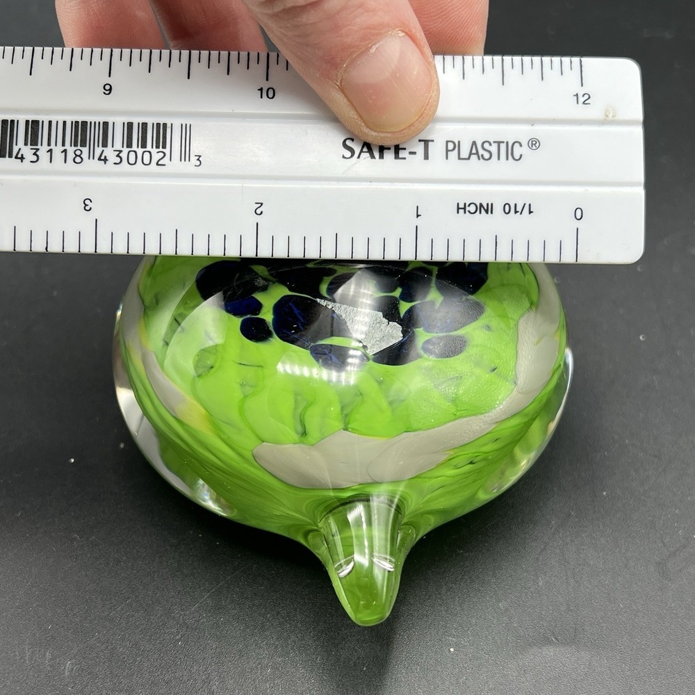 Artist Signed Blue Green Heart Shaped Art Glass Paperweight Seattle Seahawks - Picture 9 of 9